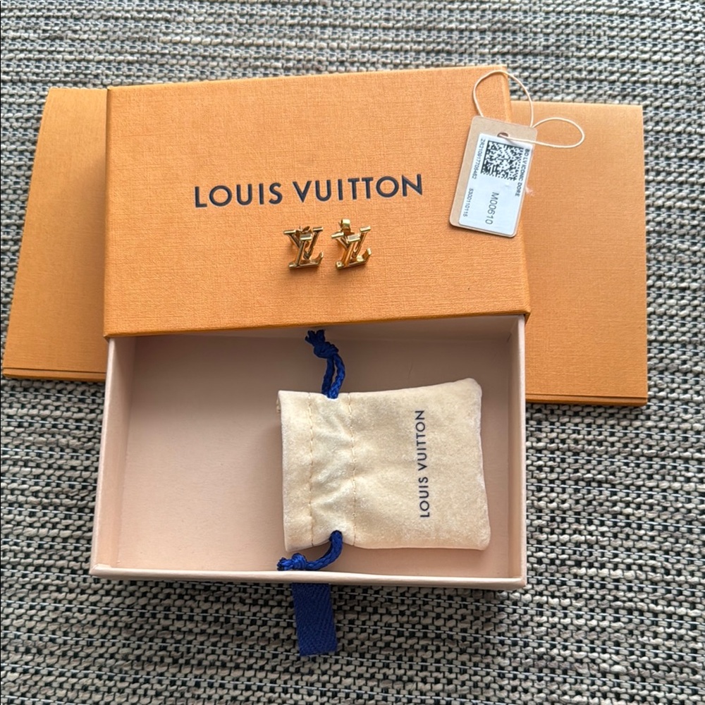 Louis Vuitton Gold Logo Earrings